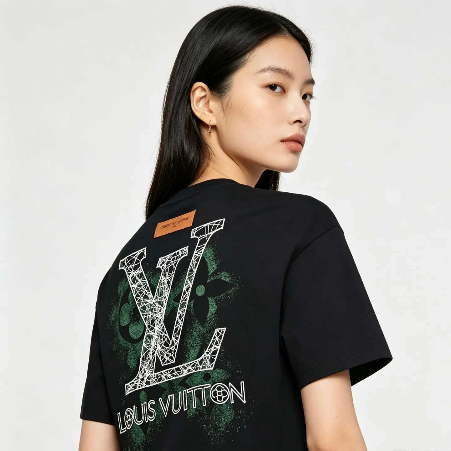 Louis Vuitton/Louis Vuitton inkjet presbyopic line logo embroidered short sleeves
